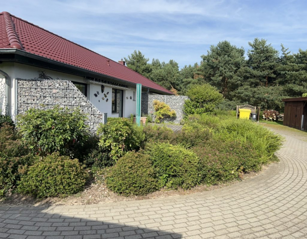 Aussenanlage mit viel Büschen und Blumen